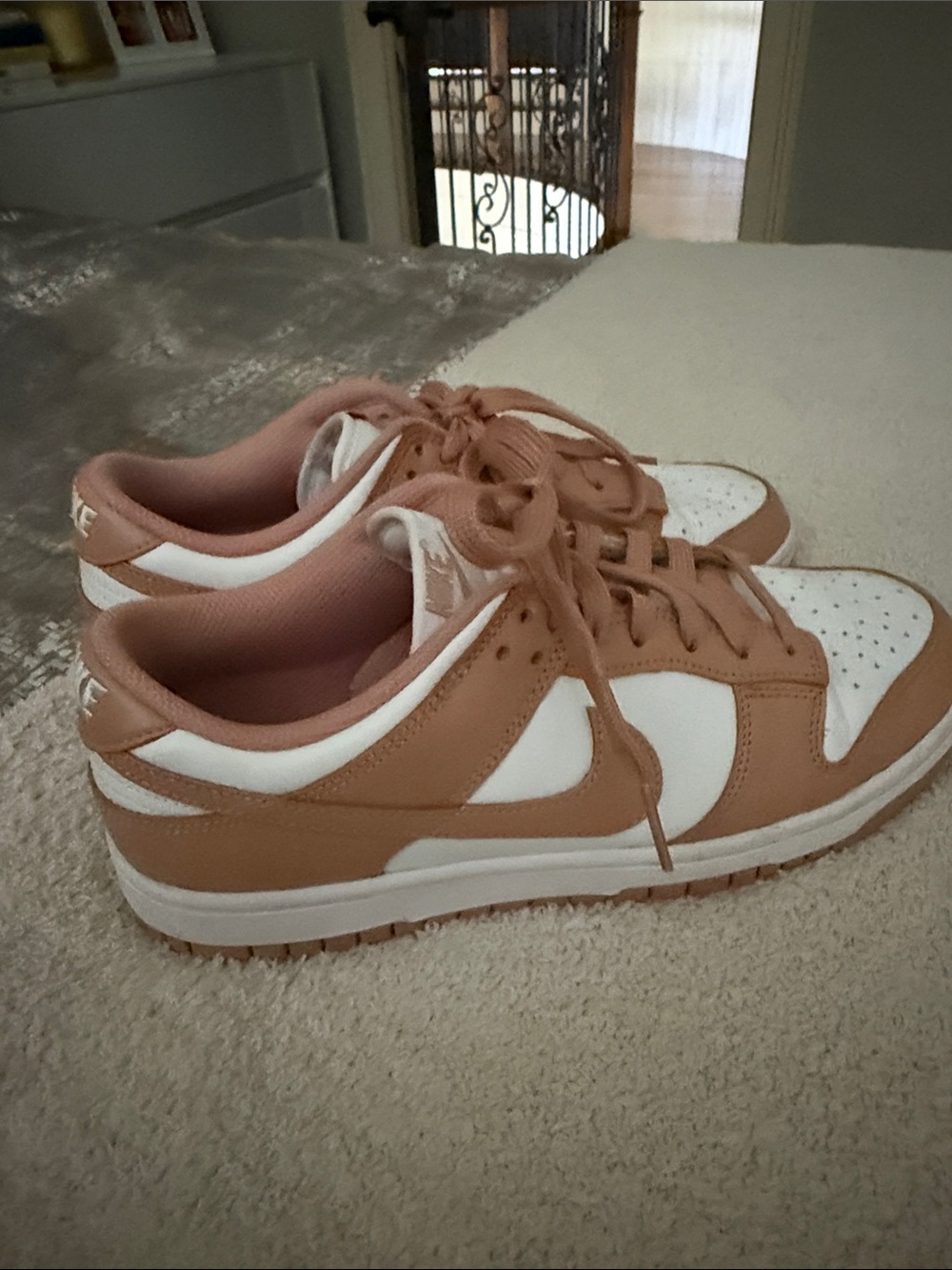 Women’s Low-Top Dunks Sneakers in Dusty Pink and White — Classic Casual Style
